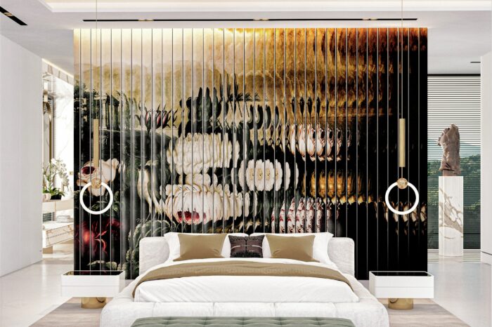 Master bedroom with layered mural